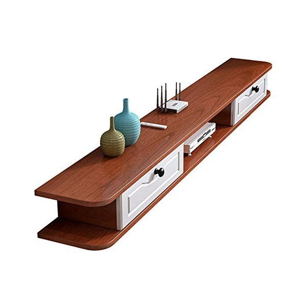 Meuble TV Mural àéTagèRe Flottante, Support DAffichage Multifonction Pour Console de Jeu DéCodeur, éTagèRe Murale de Fond de