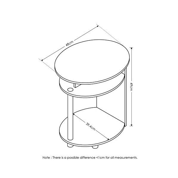 Furinno Jaya Table de Bout Ovale design Simple Noyer, ensemble de 2, Bois dense, Marron, One Size
