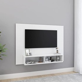 Meuble TV Suspendu Style Elégance | Rangement matériel télé Audio Video Gaming | 120x23,5x90cm Blanc