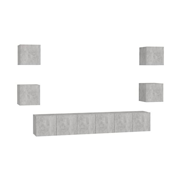 vidaXL Ensemble de Meubles TV 7 pcs Ensemble dArmoires Stéréo Centres de Divertissement Salon Salle de Séjour Blanc Brillant