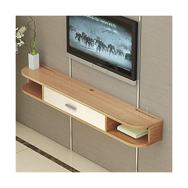 Meuble TV, meuble bas TV, étagères flottantes, console multimédia TV murale, 80/100/120/140/160 cm, panneau quatre couleurs, 