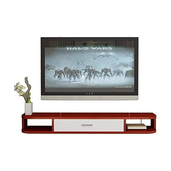 Meuble TV, meuble bas TV, étagères flottantes, console multimédia TV murale, 80/100/120/140/160 cm, panneau quatre couleurs, 
