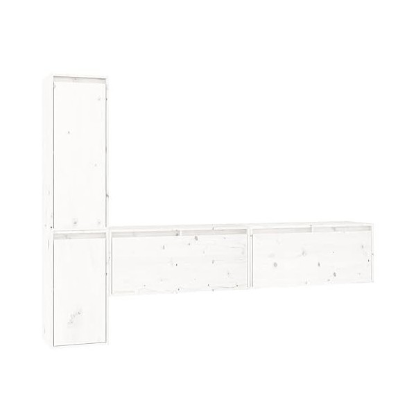 Générique Meubles TV 4 pcs Blanc Bois Massif de pin,30.58 KG,3100280, Meubles, Meubles TV