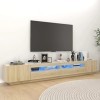 CIADAZ Meuble TV avec lumières LED Chêne Sonoma 260x35x40 cm,Meuble TV,Meuble TV Moderne,Meuble de Salon