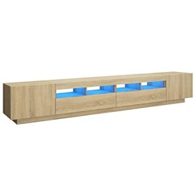 CIADAZ Meuble TV avec lumières LED Chêne Sonoma 260x35x40 cm,Meuble TV,Meuble TV Moderne,Meuble de Salon