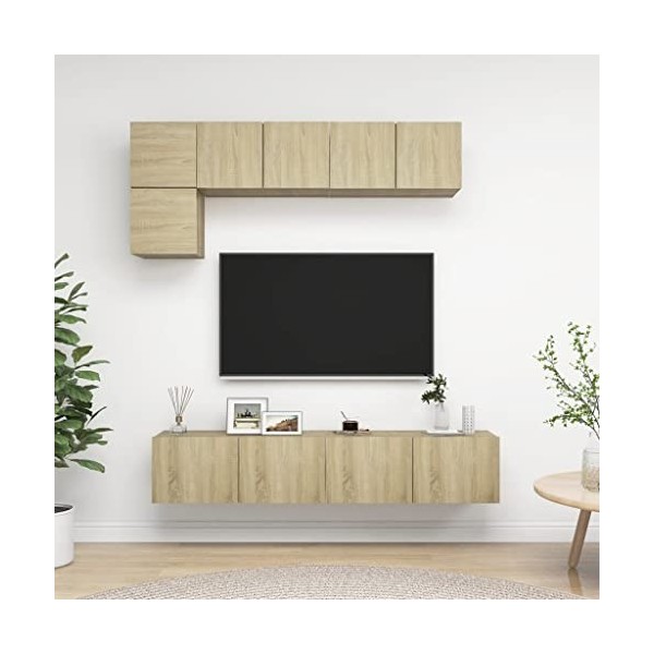 FAMIROSA Ensemble de Meuble TV 5 pcs Chêne Sonoma Aggloméré-53.46KG