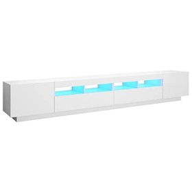 ARKEM Meuble TV avec lumières LED Blanc 260x35x40 cm,Meuble TV,Meuble TV Moderne,Meuble de Salon
