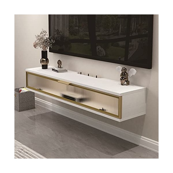 Étagère pour Décodeur TV 80/100/120cm, Console Multimédia Murale , Meuble Tv Flottant Support de Télévision, Meuble Mural Cha