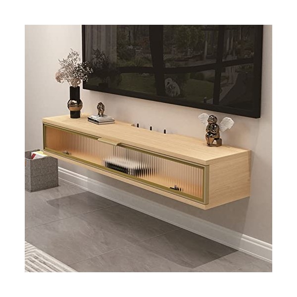 Étagère pour Décodeur TV 80/100/120cm, Console Multimédia Murale , Meuble Tv Flottant Support de Télévision, Meuble Mural Cha