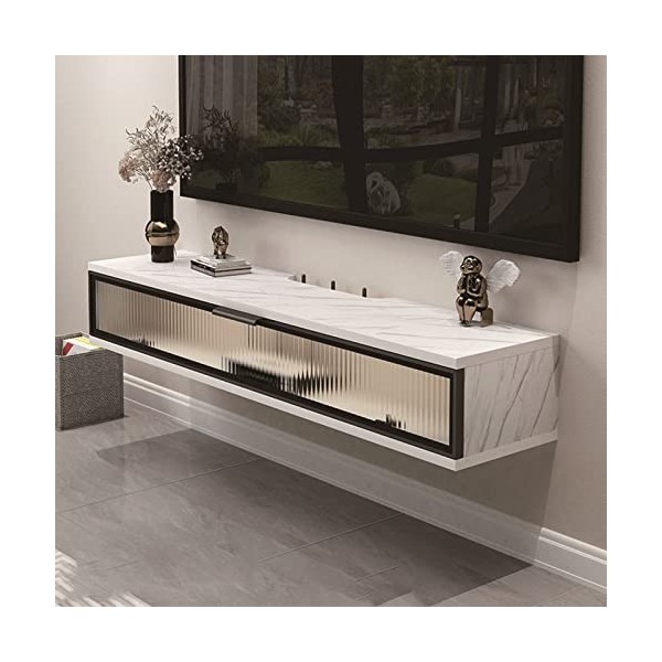 Étagère pour Décodeur TV 80/100/120cm, Console Multimédia Murale , Meuble Tv Flottant Support de Télévision, Meuble Mural Cha
