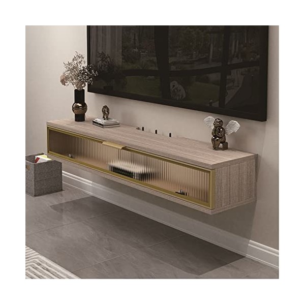 Étagère pour Décodeur TV 80/100/120cm, Console Multimédia Murale , Meuble Tv Flottant Support de Télévision, Meuble Mural Cha