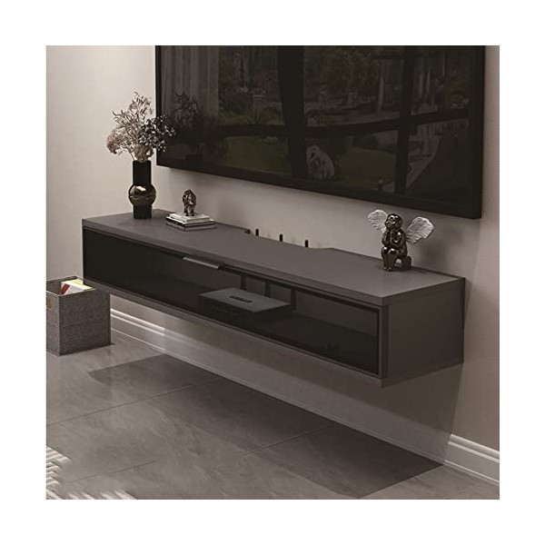 Étagère pour Décodeur TV 80/100/120cm, Console Multimédia Murale , Meuble Tv Flottant Support de Télévision, Meuble Mural Cha