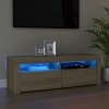 Meuble TV avec lumières LED Chêne Sonoma 120 x 35 x 40 cm