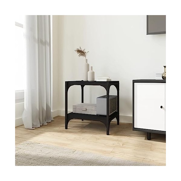 Hovothy Meuble TV Sonoma Gris 100x33x41 cm Bois dingénierie et Acier Style Industriel Armoire de Chambre Décoration Intérieu