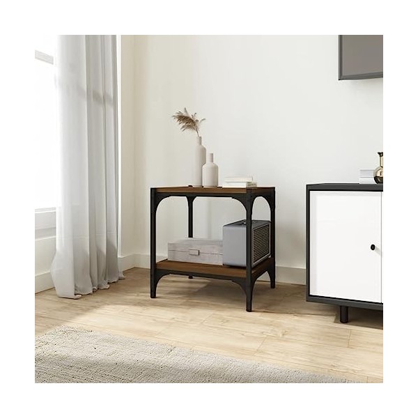 Hovothy Meuble TV Sonoma Gris 100x33x41 cm Bois dingénierie et Acier Style Industriel Armoire de Chambre Décoration Intérieu