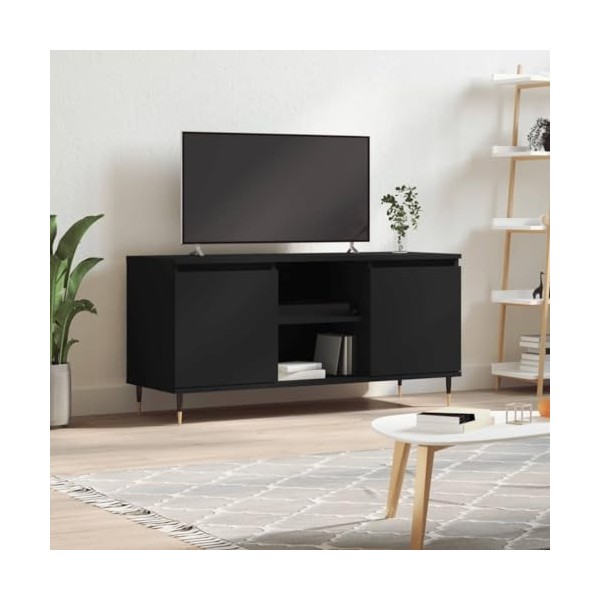RAUGAJ Centres de divertissement et meubles TV - Meuble TV noir 104 x 35 x 50 cm - Bois dingénierie