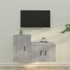 DIGBYS Meuble TV 2 pièces en bois gris béton