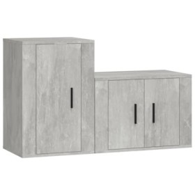 DIGBYS Meuble TV 2 pièces en bois gris béton