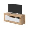 PEGANE Meuble TV en mélamine Coloris Blanc artik/chêne - Hauteur 53 x Longueur 139 x Profondeur 42 cm