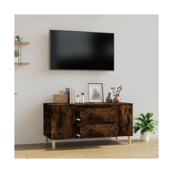 TEKEET Centres de divertissement et meubles TV, meuble TV en chêne fumé 102 x 44,5 x 50 cm en bois dingénierie