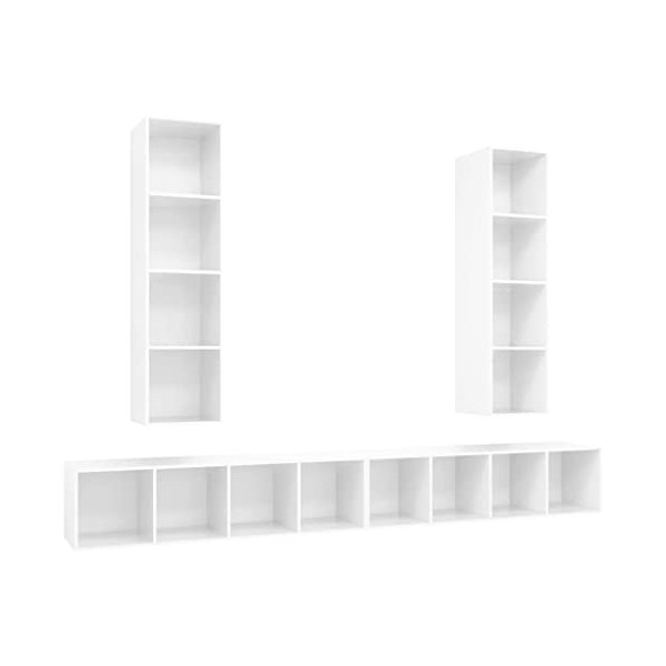 vidaXL 4X Meubles TV Muraux Armoires Suspendues Armoires Stéréo Meubles de Rangement Muraux Salle de Séjour Salon Maison Inté