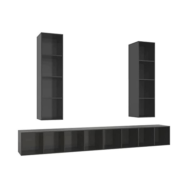 vidaXL 4X Meubles TV Muraux Armoires Suspendues Armoires Stéréo Meubles de Rangement Muraux Salle de Séjour Salon Maison Inté