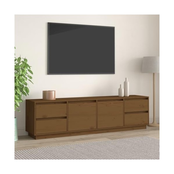 Meuble TV Marron miel 176x37x47,5 cm Bois de pin massif