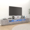 Hovothy Meuble TV avec Lumières LED RVB Gris Béton 260x35x40 cm Aggloméré Décoration Salon Armoire Multimédia Rangement Ample