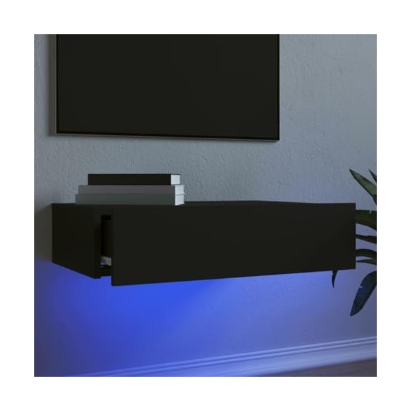 vidaXL Meuble TV avec éclairage LED Noir 60x35x15,5 cm