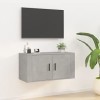 Keyur Meuble TV Suspendu, Meuble TV Mural Design Étagère Murale pour Télévision Meuble TV Mural Gris béton 80x34,5x40 cm