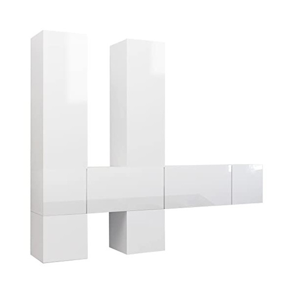 vidaXL Ensemble de Meuble TV 7 pcs Mural Suspendu Ensemble dArmoires Stéréo Salon Intérieur Salle de Séjour Maison Gris Béto