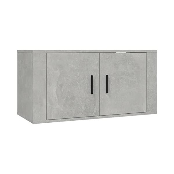 Keyur Meuble TV Suspendu, Meuble TV Mural Design Étagère Murale pour Télévision Meuble TV Mural Gris béton 80x34,5x40 cm