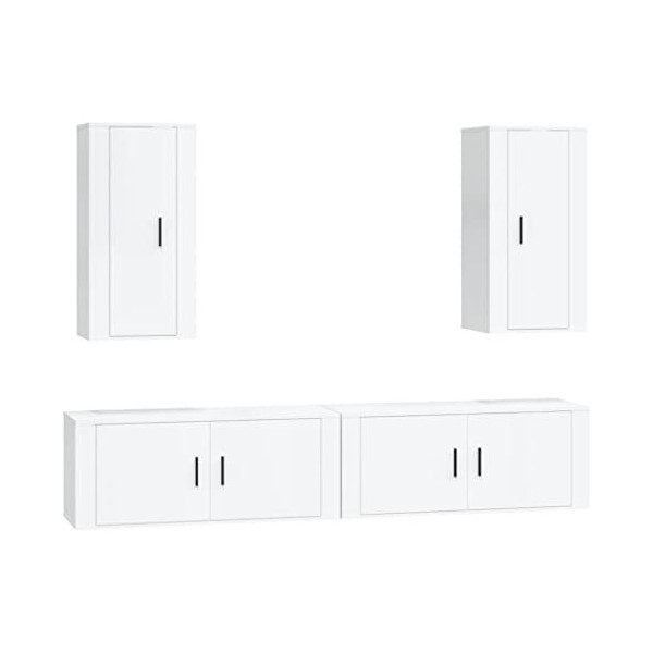 vidaXL Ensemble de Meubles TV 4 pcs Blanc Brillant Bois dingénierie