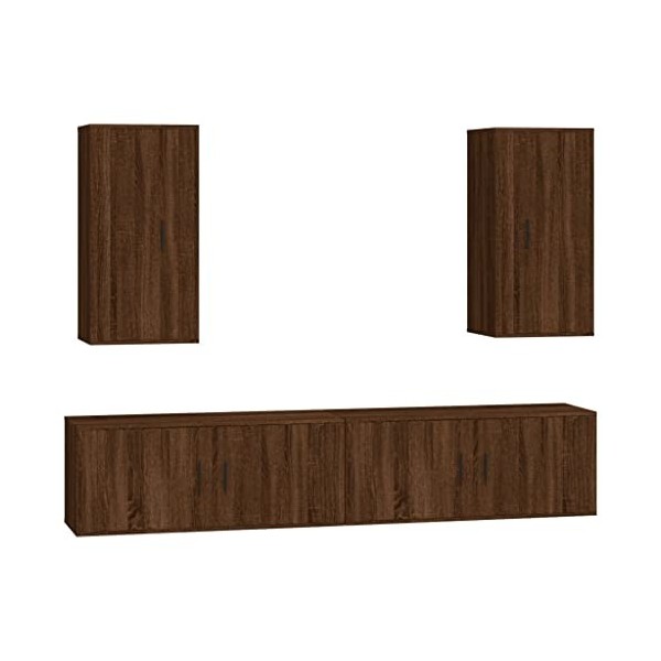 vidaXL Ensemble de Meubles TV 4 pcs Blanc Brillant Bois dingénierie