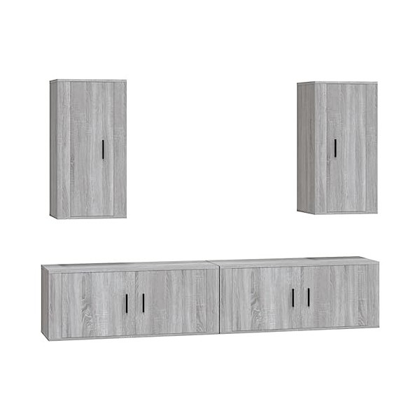 vidaXL Ensemble de Meubles TV 4 pcs Blanc Brillant Bois dingénierie