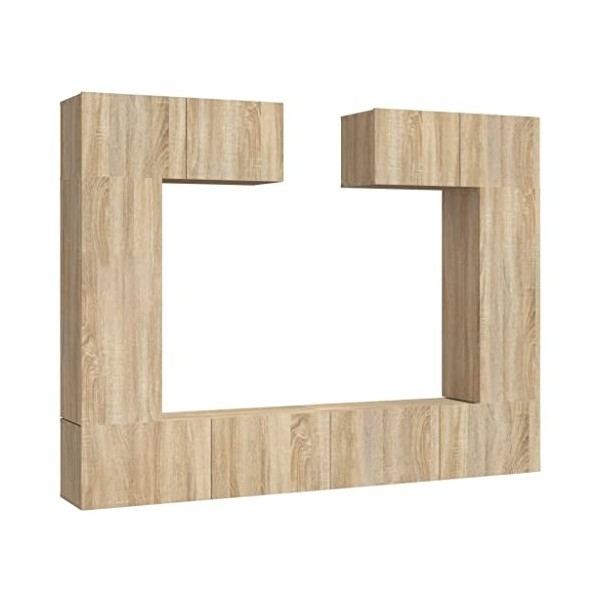 vidaXL Ensemble de Meubles TV 6 pcs Centres de Divertissement Armoires Multimédia Meubles de Salle de Séjour Intérieur Noir B