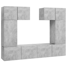 Générique Ensemble de Meuble TV 6 pcs Gris béton Aggloméré,63.3 KG,3079118, Meubles, Meubles TV