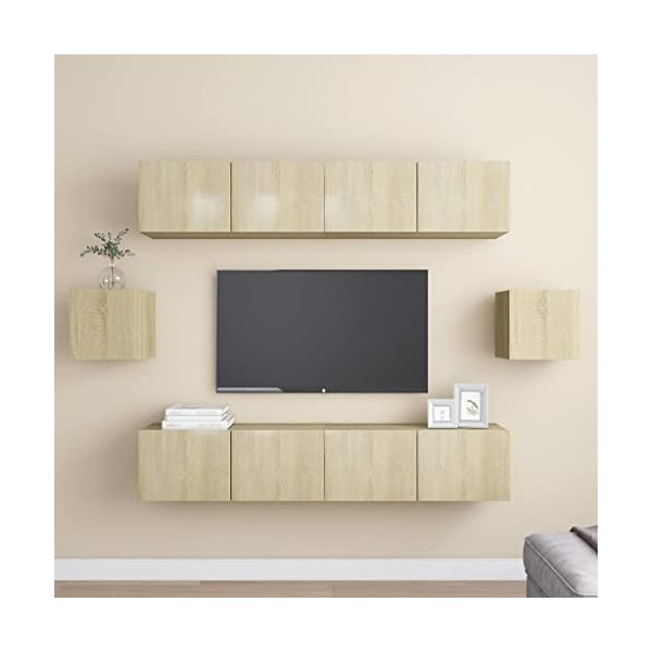 Générique Ensemble de Meuble TV 6 pcs Chêne Sonoma Aggloméré,63.6 KG,3078998, Meubles, Meubles TV