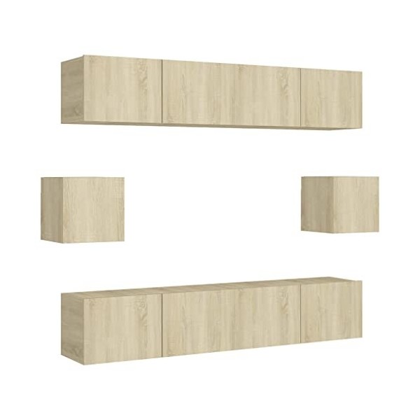 Générique Ensemble de Meuble TV 6 pcs Chêne Sonoma Aggloméré,63.6 KG,3078998, Meubles, Meubles TV