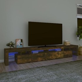 FAMIROSA Meuble TV avec lumières LED Chêne fumé 260x36,5x40 cm 54.7KG 
