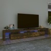 FAMIROSA Meuble TV avec lumières LED Chêne fumé 260x36,5x40 cm 54.7KG 