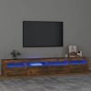Meuble TV, Banc TV Support de Télévision Table TV Bas Armoire Basse Meuble TV avec lumières LED Chêne fumé 240x35x40 cm