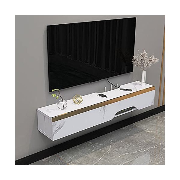 Meuble de télévision Suspendu au Mur, Meuble de télévision Flottant sans Peinture, Console multimédia de Centre de Divertisse