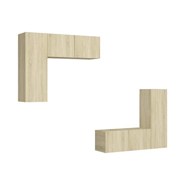Camerina Ensemble de Meubles TV 4 pcs Chêne Sonoma Aggloméré,Table TV,Ensemble Meuble TV,Meuble TV