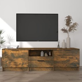 Meubles-TV Meuble TV Chêne Fumé 140x35x40 cm Bois dingénierie