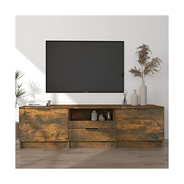 Meubles-TV Meuble TV Chêne Fumé 140x35x40 cm Bois dingénierie
