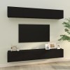 CIADAZ Meubles TV muraux 4 pcs Noir 100x30x30 cm,Meuble TV,Table Basse Salon Meuble TV,Table Basse LED Couleurs