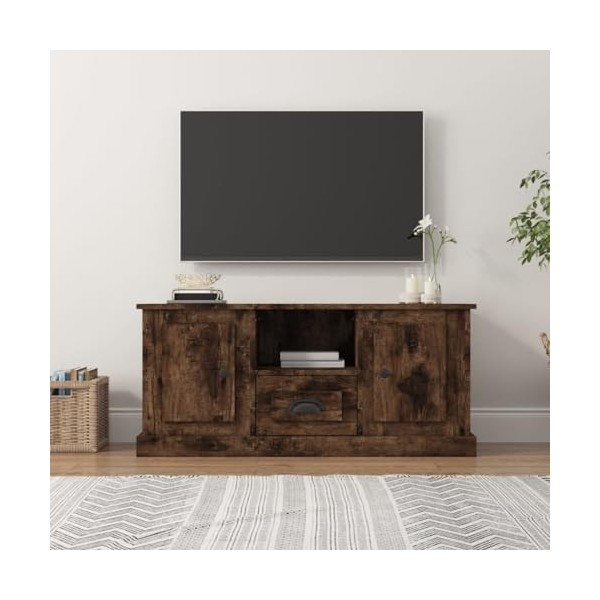 TALCUS Centres de divertissement et meubles TV, meuble TV en chêne fumé 100 x 35,5 x 45 cm