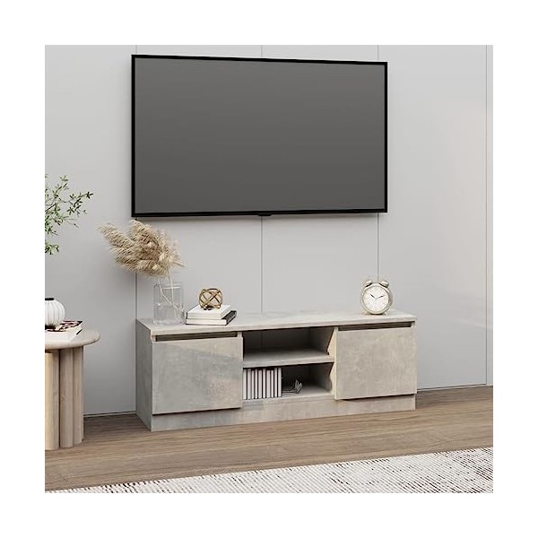 Hovothy Meuble TV Chêne Fumé 100x31,5x35 cm Bois dingénierie Design Tendance Décoration Armoire Multimédia Meuble de DVD Gra