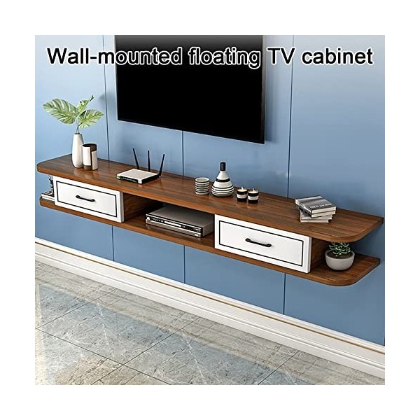 Meuble TV Flottant Meuble TV Mural Étagère TV Unité De Rangement Pour Centre De Divertissement Audio, Étagère TV Flottante Po